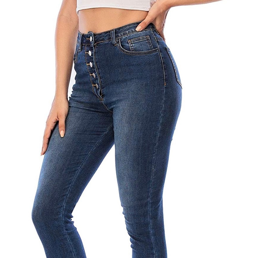Ecupper Womens Skinny Fit Jeans Stretch High Waist Denim Jeggings with Pockets